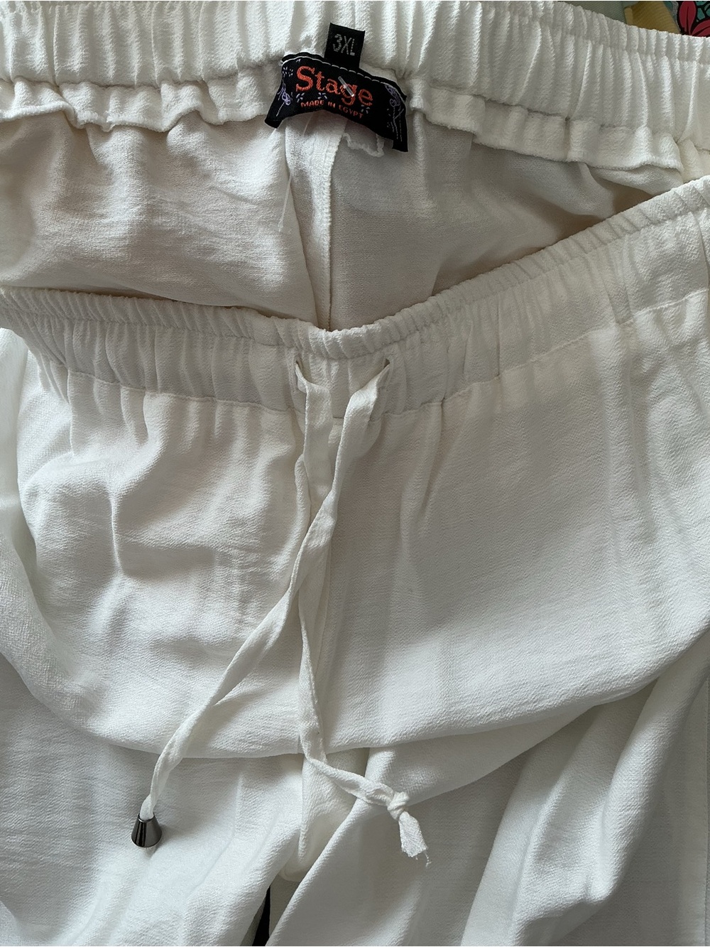 Women's Wide-Leg Drawstring Pants - White - Picture 7 of 7